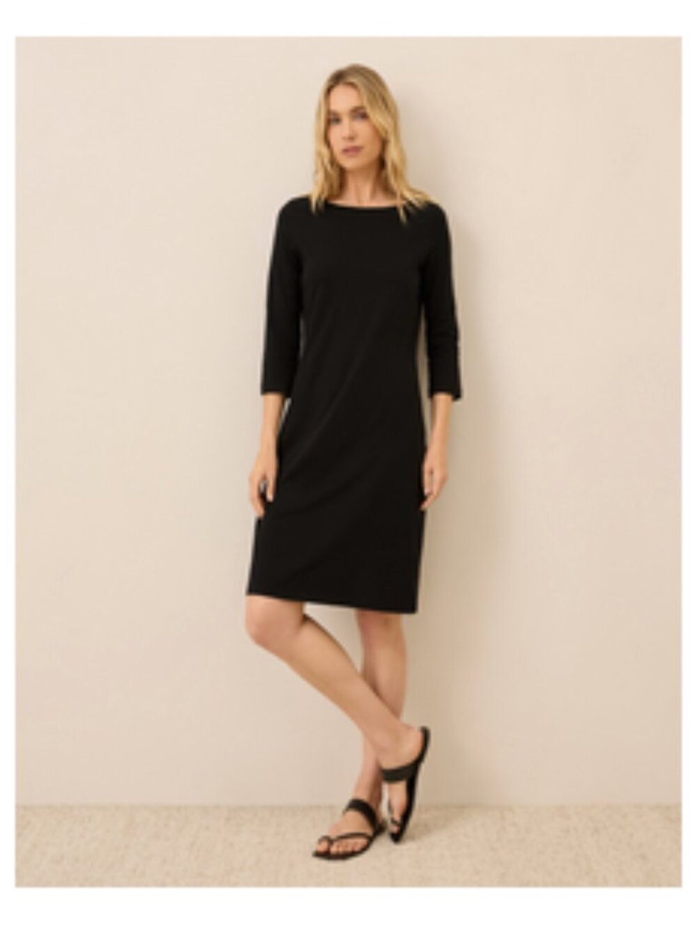 Black softspun boat neck dress